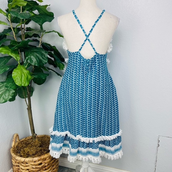 DODO BAR OR Blue Tassel white Halter Circle Mini Dress - Picture 5 of 7